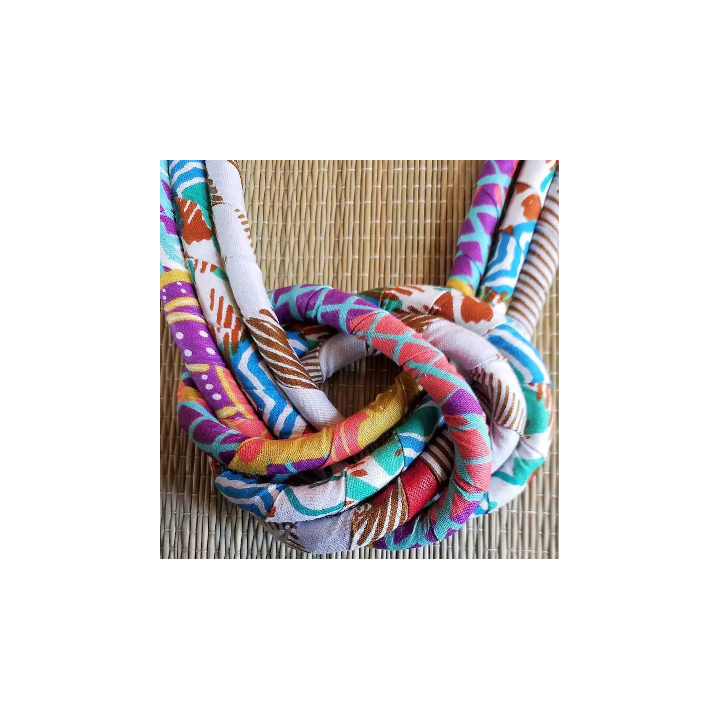 Collier plastron 3 rangs en tissu wax