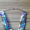 Collier plastron 3 rangs en tissu wax