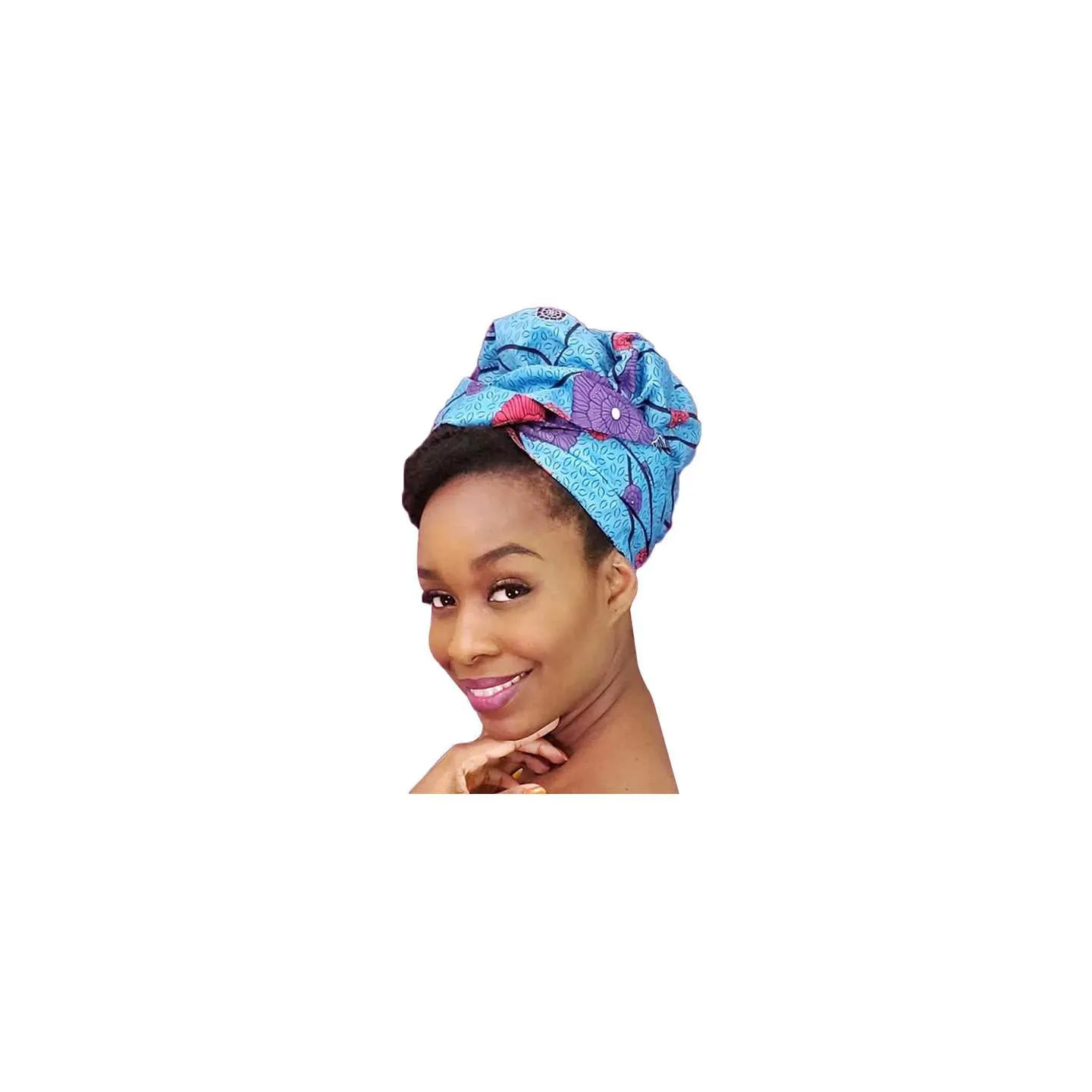 Bonnet Turban en satin imprimé wax Vert/orange