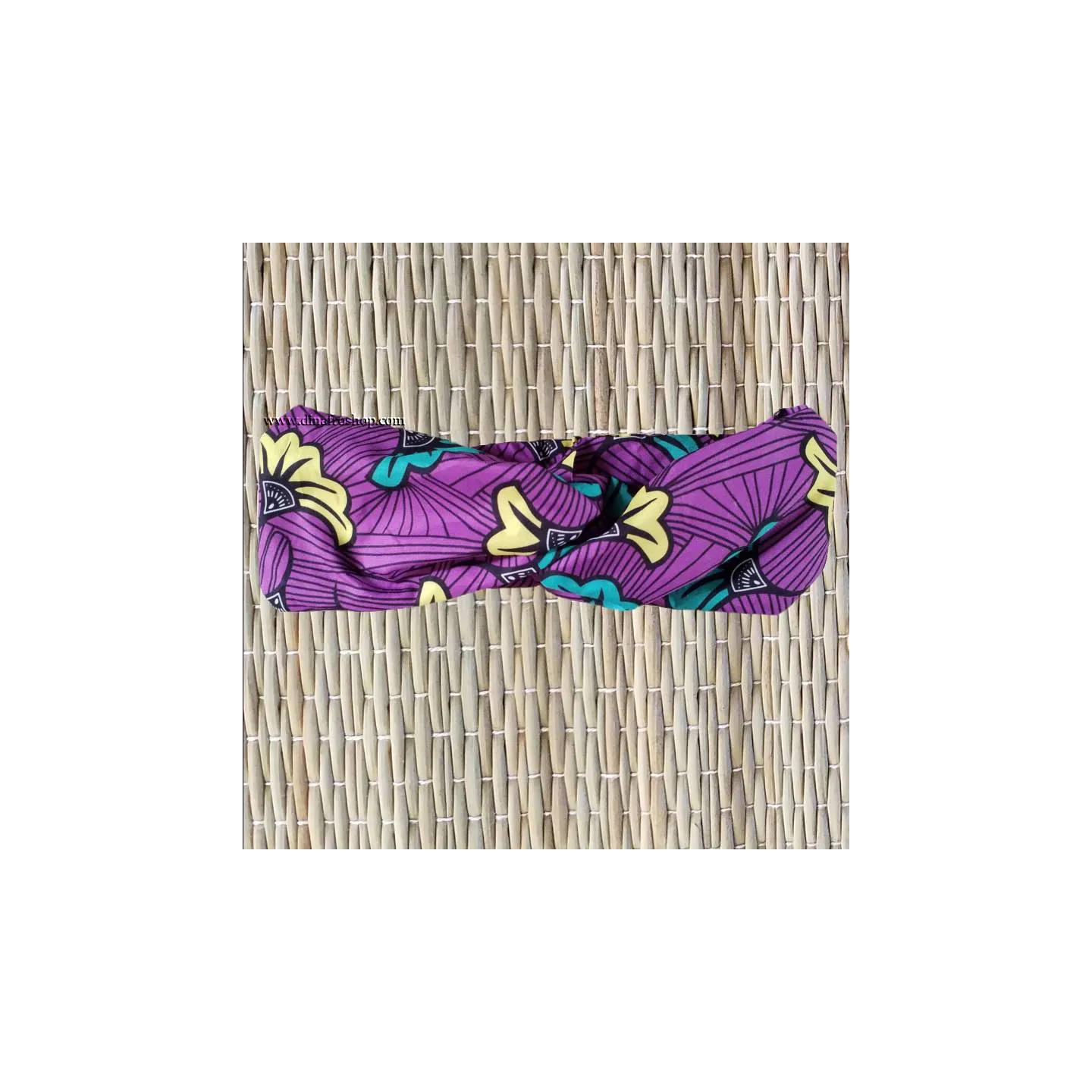 Bandeau  imprimé africain motif fleur vert/jaune