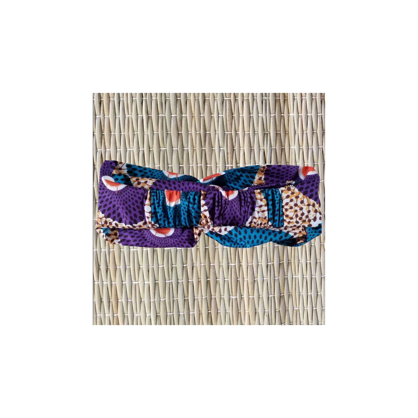 Bandeau pour cheveux imprimé wax bleu/violet/blanc