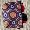 Pochette, trousse de maquillage imprimé africain bleu/gris/jaune