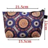 Pochette, trousse de maquillage imprimé africain bleu/gris/jaune