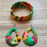 Parure boucle d'oreilles et bracelet en tissu africain wax