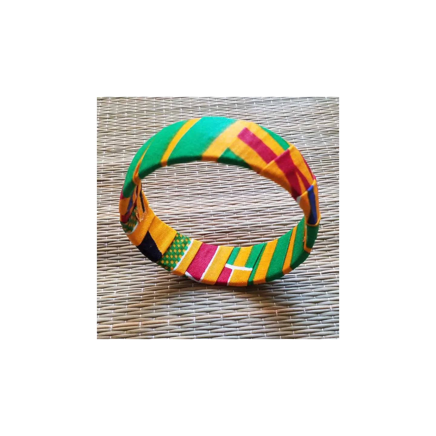 Parure boucle d'oreilles et bracelet en tissu africain wax