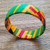 Parure boucle d'oreilles et bracelet en tissu africain wax