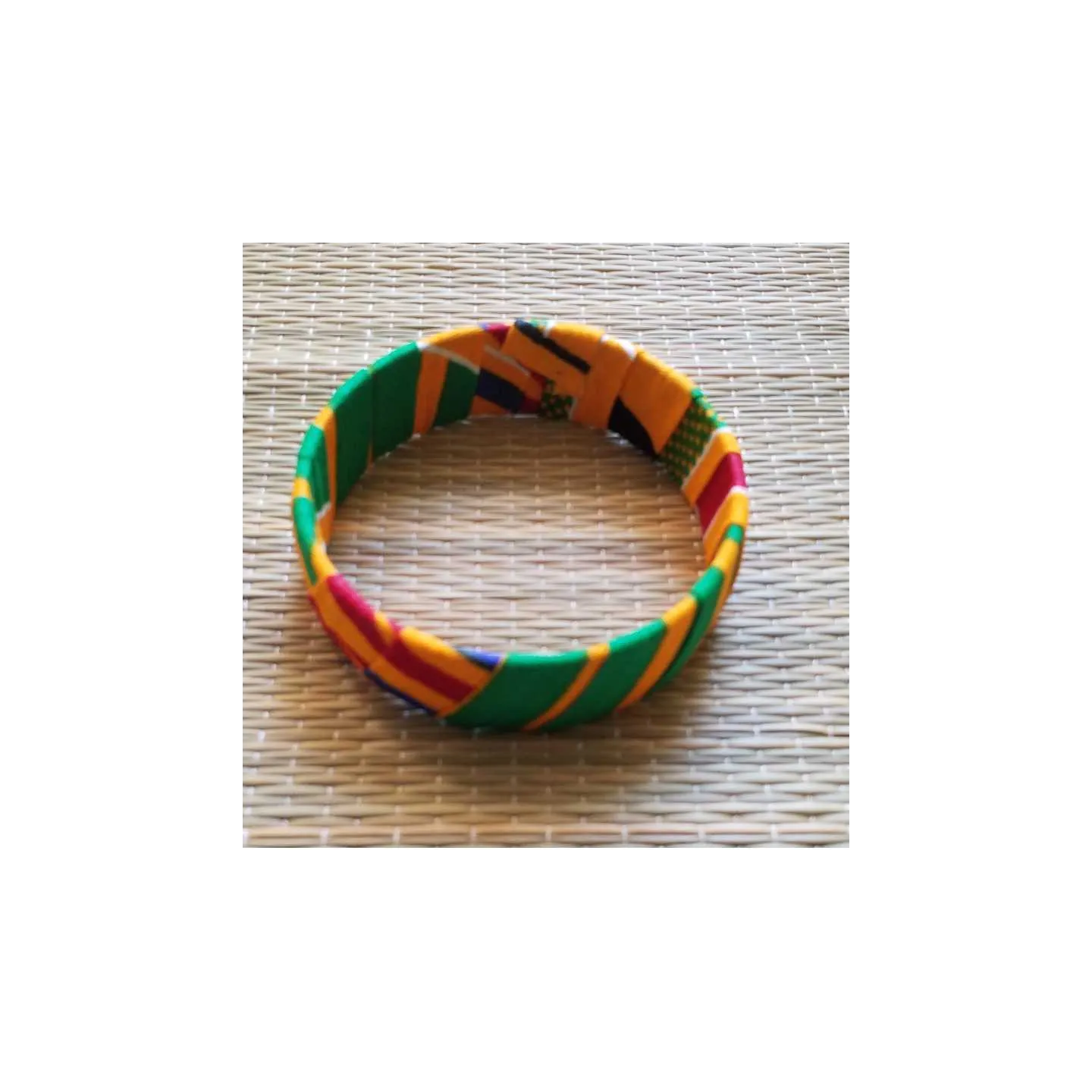 Parure boucle d'oreilles et bracelet en tissu africain wax