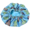 Bonnet de nuit en satin imprimé wax/bleu clair