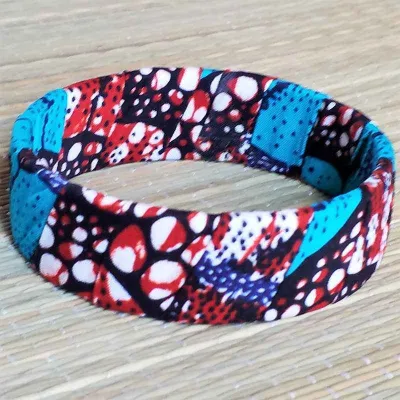 Bracelet Manchette en tissu wax 100% coton
