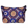 Pochette, trousse de maquillage imprimé africain bleu/gris/jaune