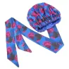 Bonnet Turban en satin imprimé ankara Blue