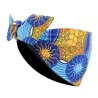 Bandeau wax bleu/jaune doublure satin – protection cheveux afro crépus bouclés frisés