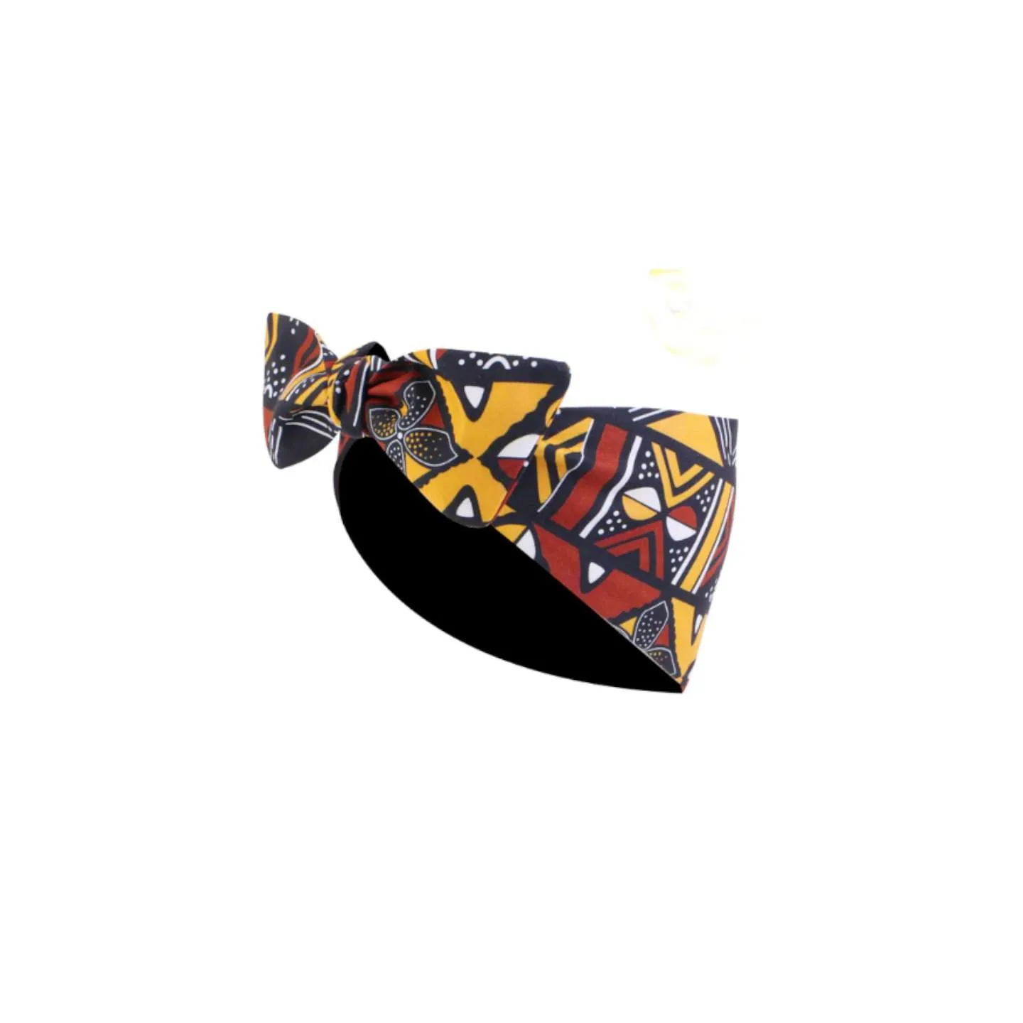 Bandeau wax marron/jaune avec doublure satin - protection cheveux afro