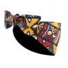 Bandeau wax marron/jaune avec doublure satin - protection cheveux afro