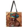 Tote bag en lin avec portrait de femme africaine au turban