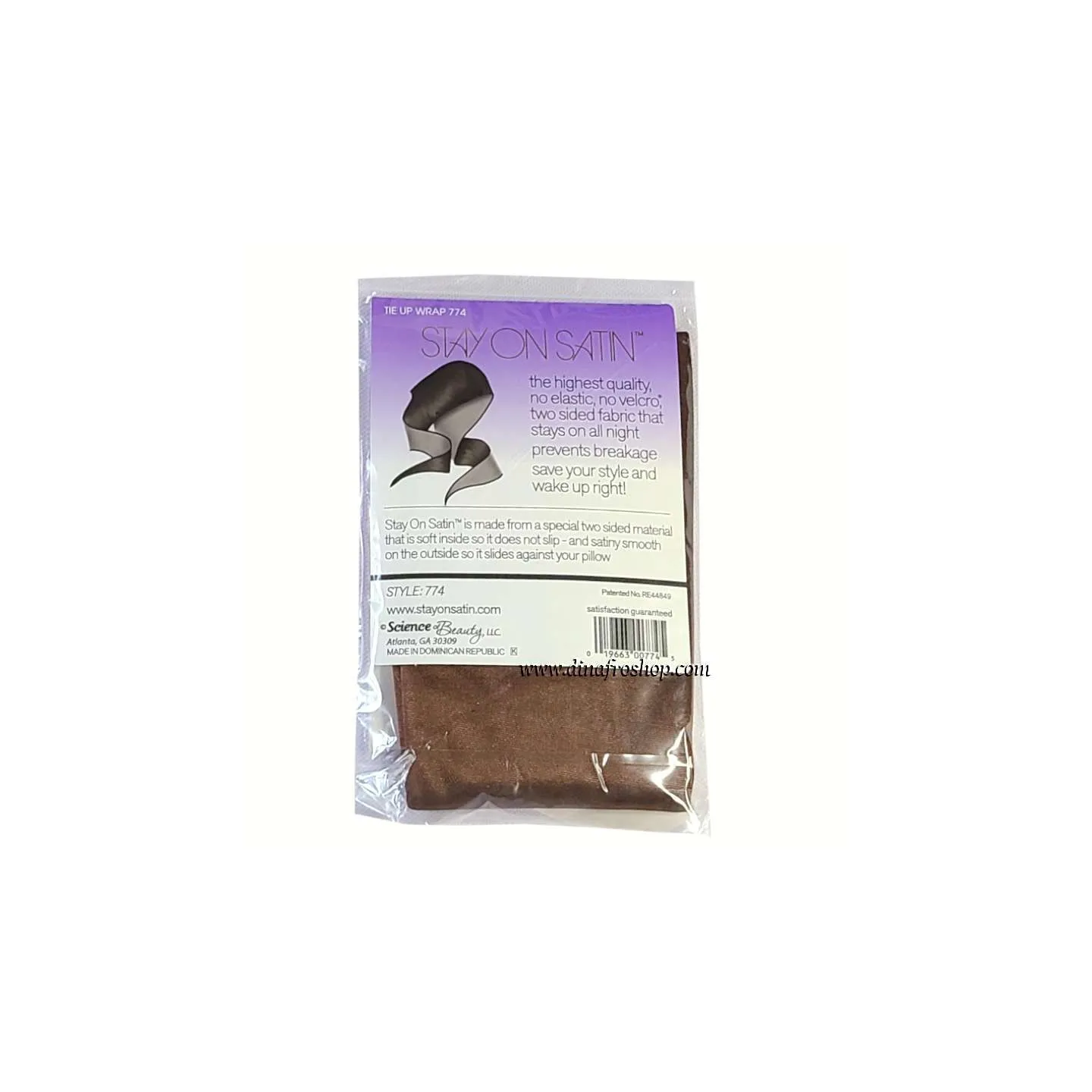 Stay On Satin Tie Up Wrap 774 (Bonnet de nuit en satin pour wrap)-stay on satin