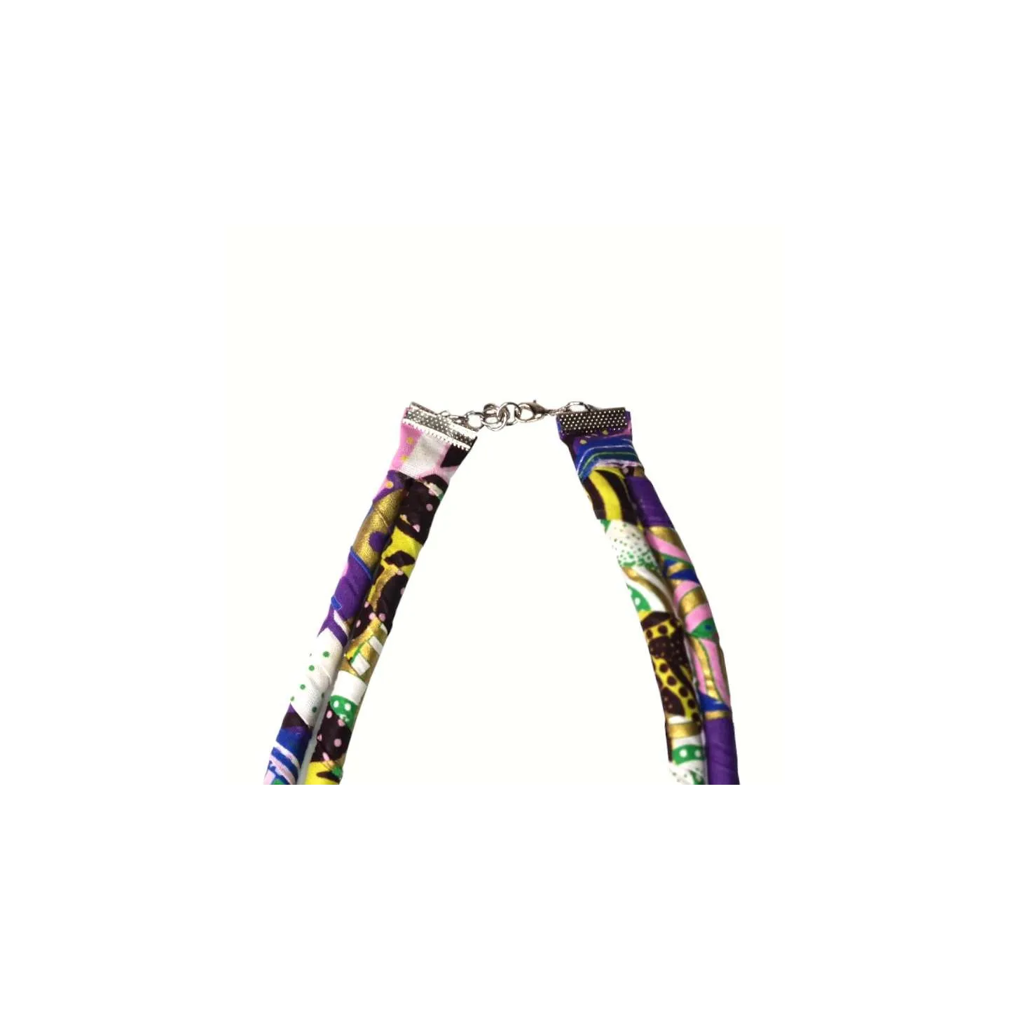 Collier plastron en tissu wax 2 rangs