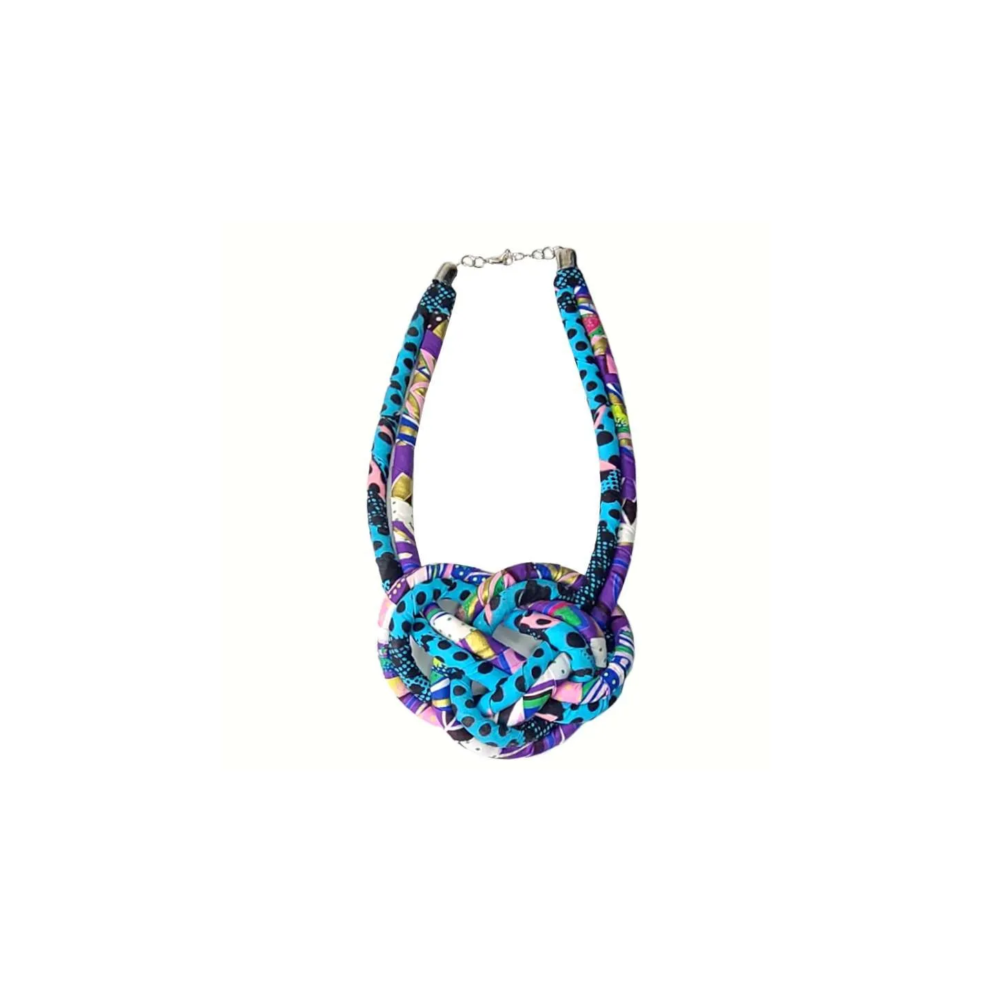 Collier plastron 2 rangées en tissu wax