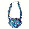 Collier plastron 2 rangées en tissu wax