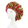 Bonnet de nuit en satin imprimé wax/rouge vert