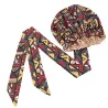 Bonnet Turban en satin imprimé africain marron