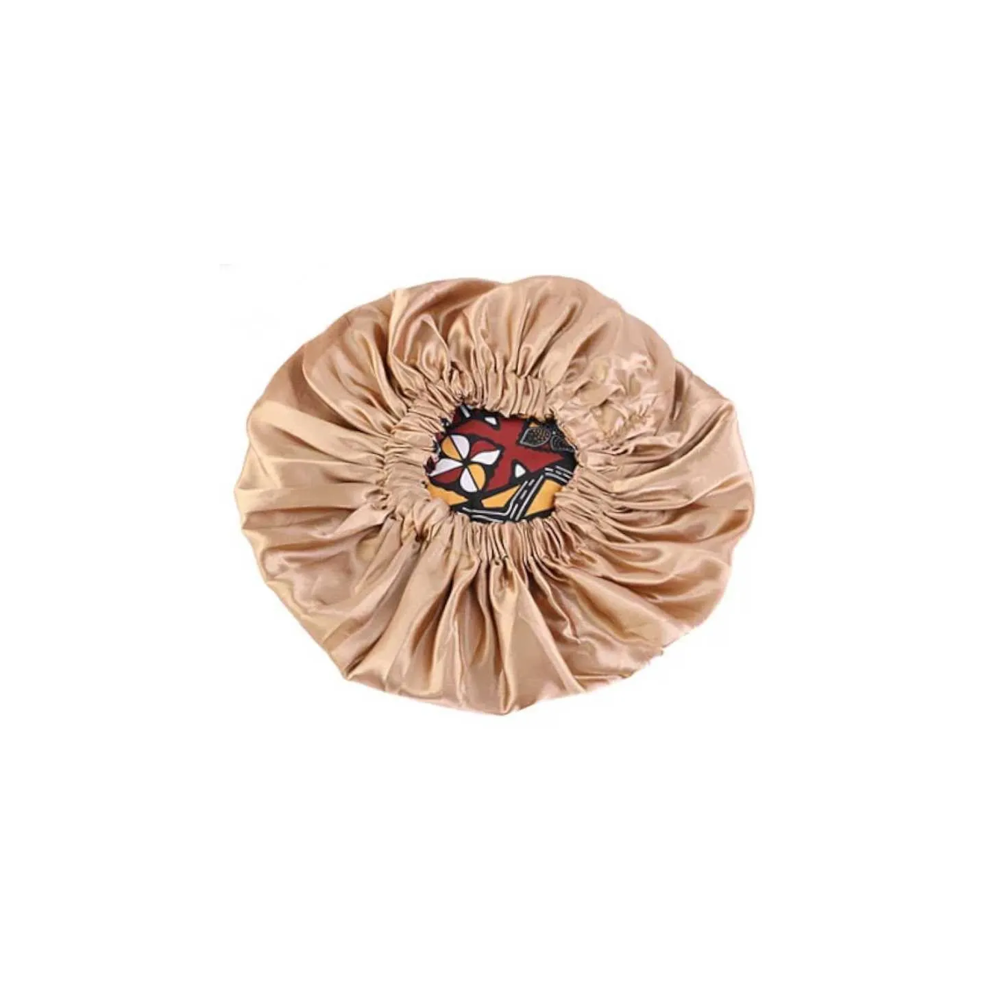 Bonnet de nuit en satin imprimé wax/ rouge