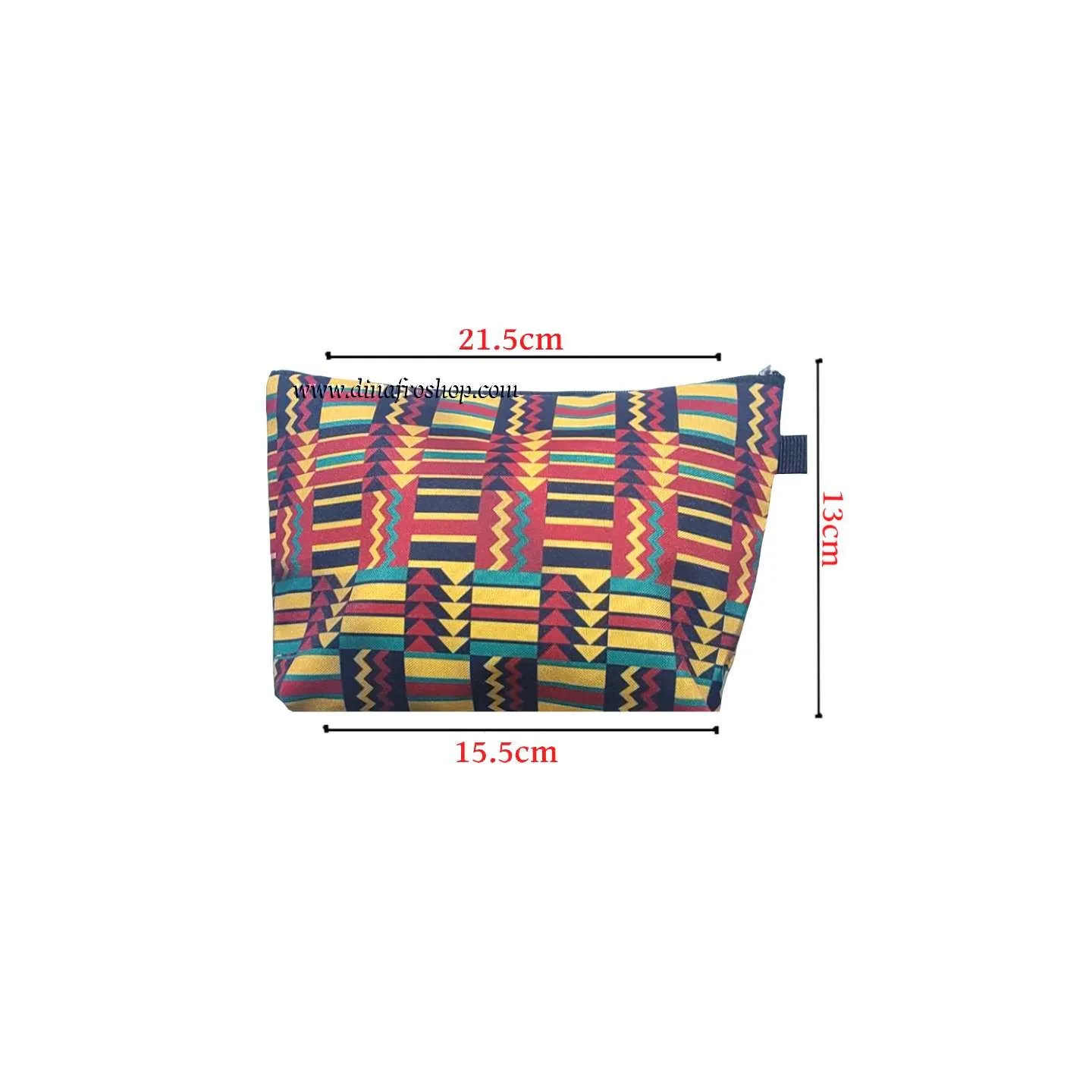 Trousse de beauté en tissu imprimé africain Rouge/jaune/vert