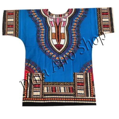 Tunique Dashiki Motif bleu jaune