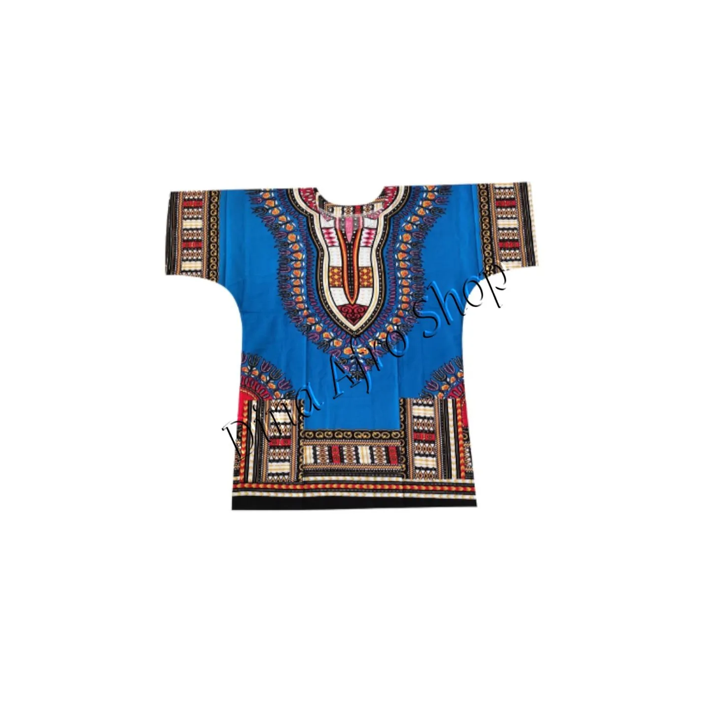 Tunique Dashiki Motif bleu jaune