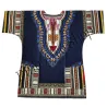 Tunique Dashiki bleu nuit motif  jaune blanc noir