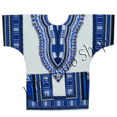 Tunique Dashiki / Angelina Motif blanc bleu