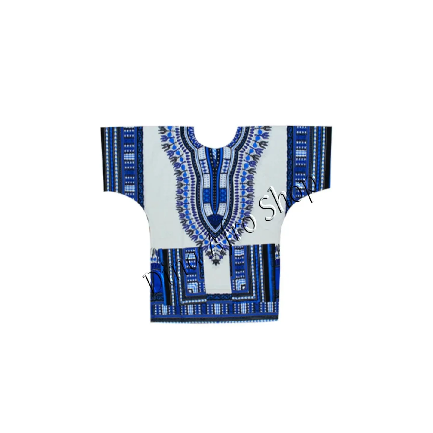 Tunique Dashiki / Angelina Motif blanc bleu