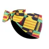 Bandeau wax jaune/noir avec doublure satin - protection cheveux afro