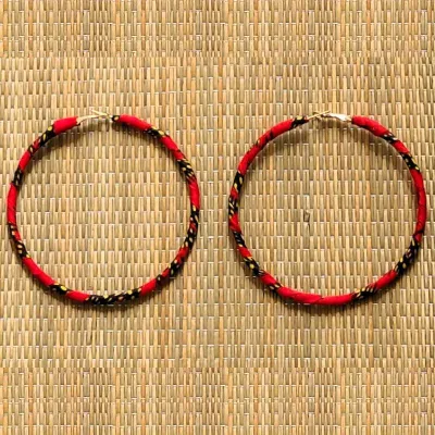 Boucles d'oreilles créoles en wax tissu africain 100% coton