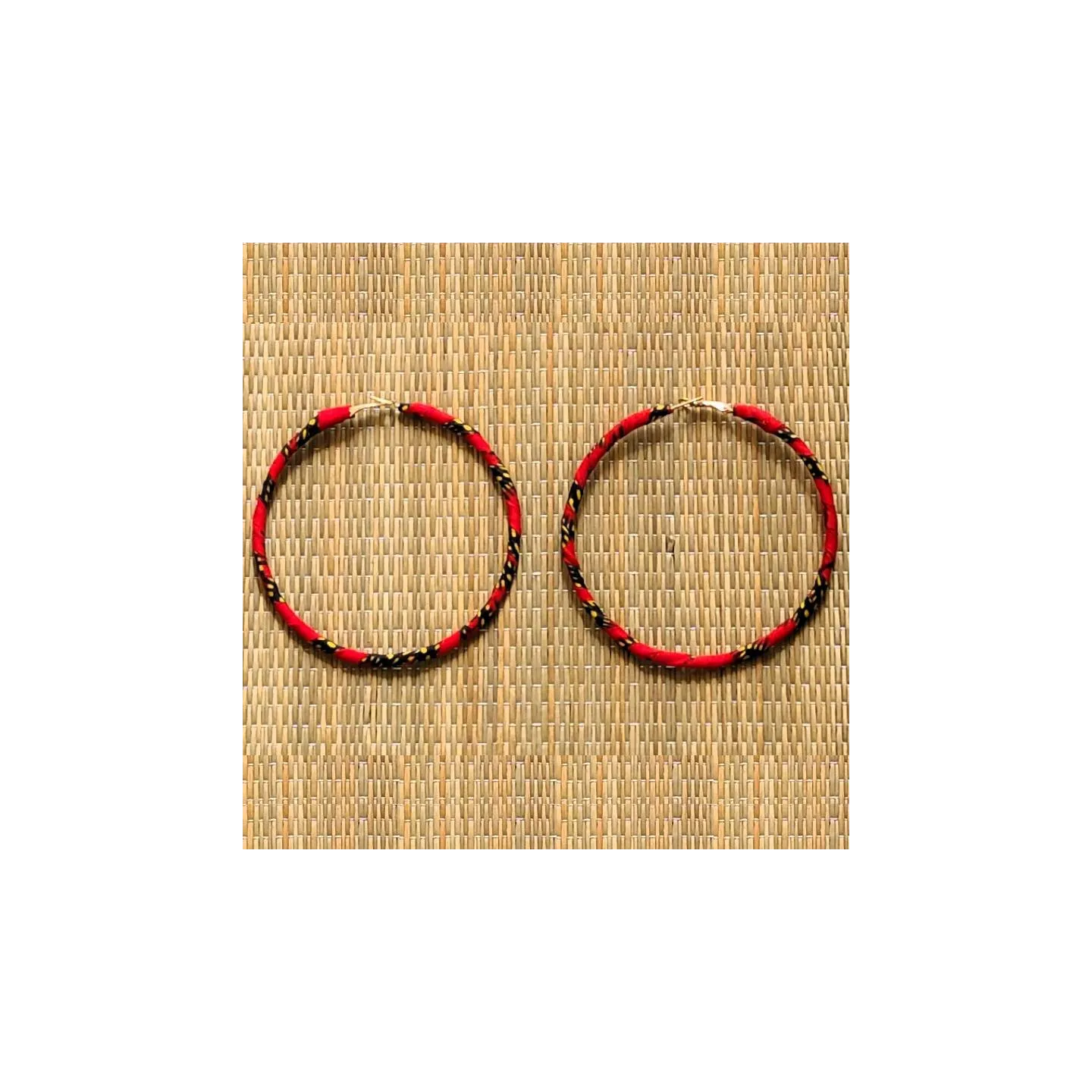 Boucles d'oreilles créoles en wax tissu africain 100% coton