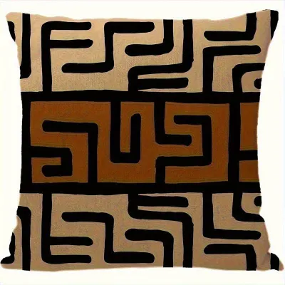 Housse de coussin en bogolan motifs géométriques abstraits