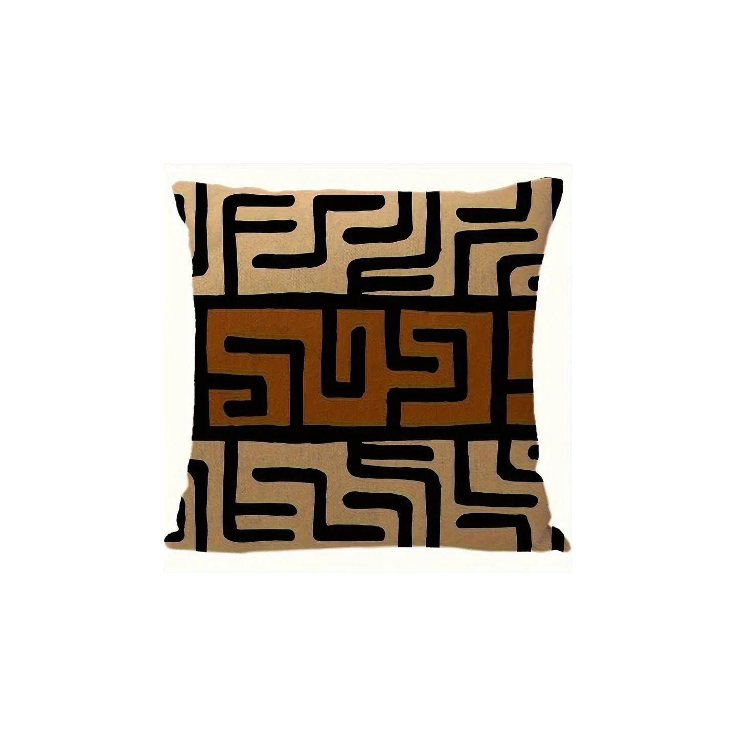 Housse de coussin en bogolan motifs géométriques abstraits