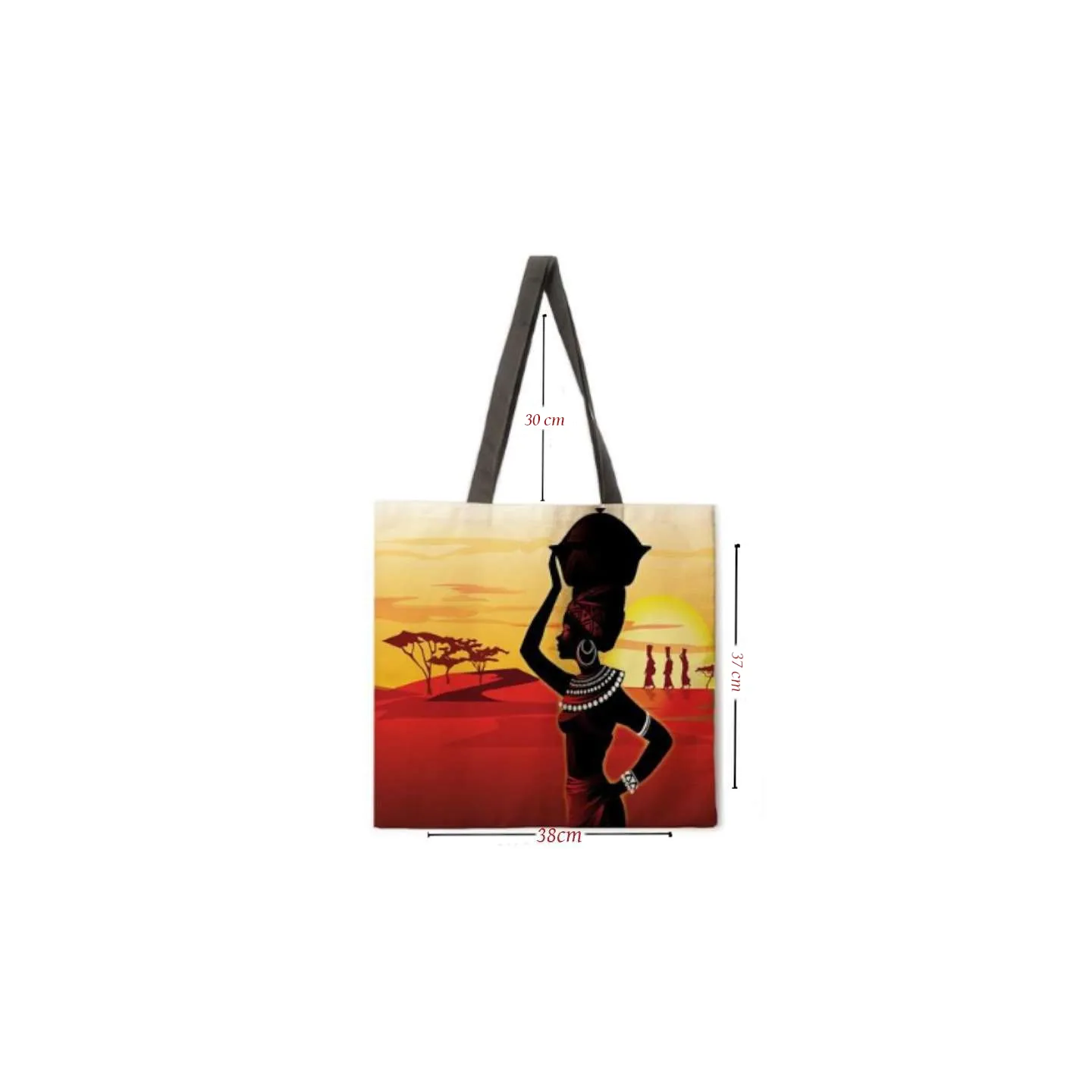Tote bag en lin motif femme africaine aux couleurs de l’Afrique