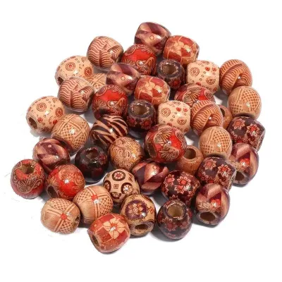 Perle en bois pour cheveux ou création de bijoux