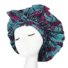 Bonnet Turban en satin imprimé ankara Bleu/Violet