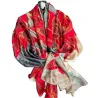 Foulard en satin fleur rouge