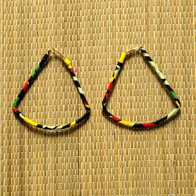 Boucles d'oreilles ethniques en tissu wax