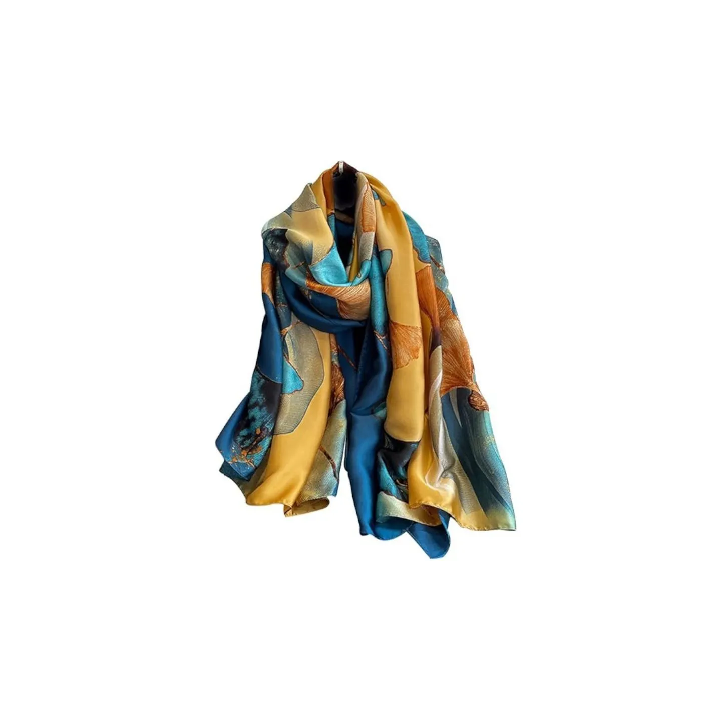 Foulard en satin jaune / bleu