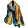 Foulard en satin jaune / bleu