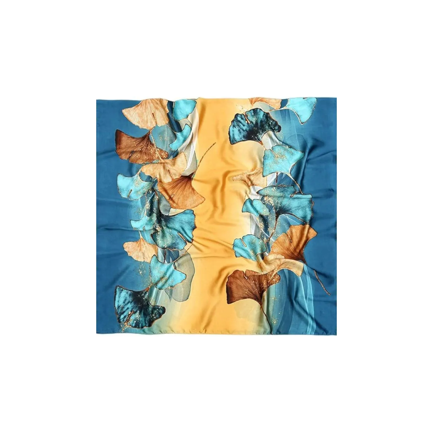 Foulard en satin jaune / bleu