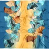 Foulard en satin jaune / bleu