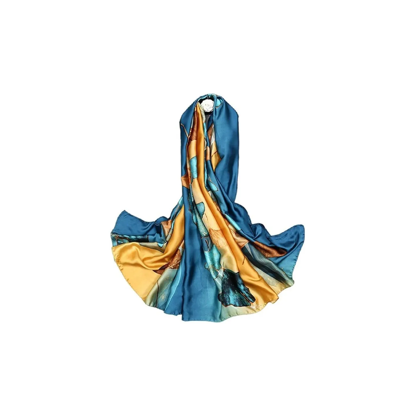 Foulard en satin jaune / bleu