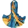 Foulard en satin jaune / bleu