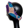 Bandeau pour cheveux imprimé wax bleu/violet/blanc