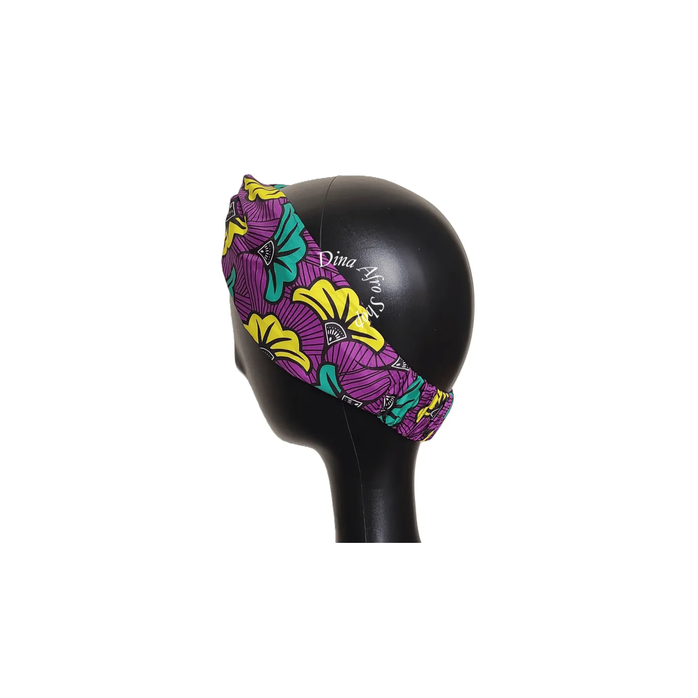 Bandeau  imprimé africain motif fleur vert/jaune